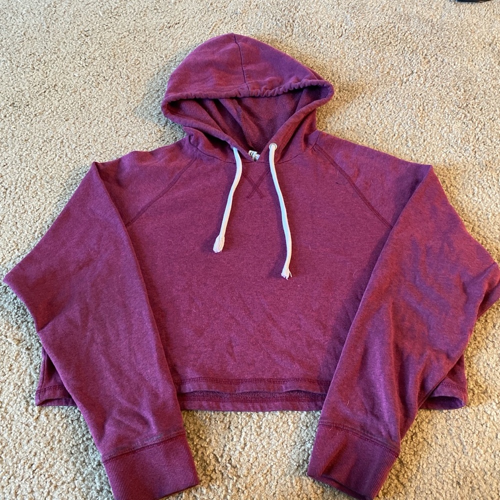 h&m burgundy cropped sweatshirt